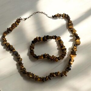 Tiger Eye Necklace and Bracelet Set